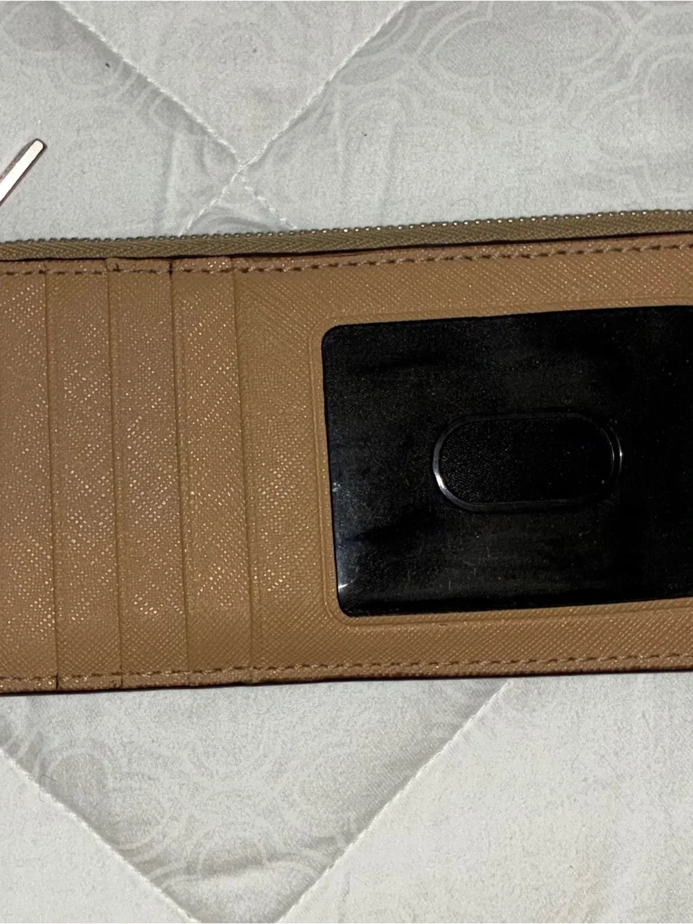 Henri Bendel New York West 57th Zip Card‎ Case Wallet Tan